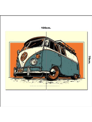 Bedeko Ahşap Tablo Volkswagen Minibüs Görseli 70*100CM