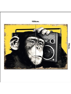 Bedeko Ahşap Tablo Müzik Dinleyen Charlie  70*100CM