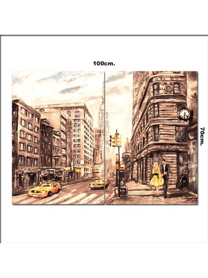 Bedeko Ahşap Tablo Newyork Manzara  70*100CM