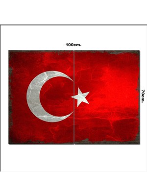 Bedeko Ahşap Tablo Türk Bayrağı Şekilli 70*100CM