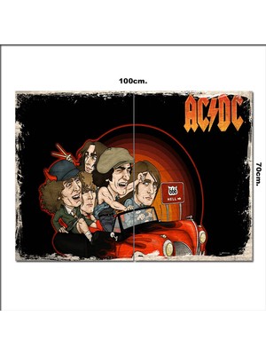 Bedeko Ahşap Tablo Ac/dc Route 666 Afiş 70*100CM