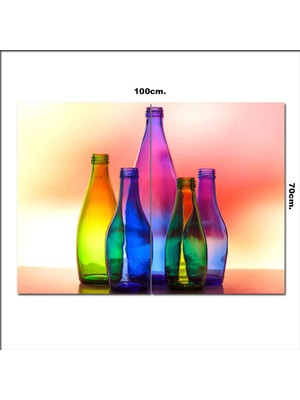 Bedeko Ahşap Tablo Renkli Şişeler  70*100CM