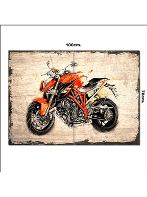 Bedeko Ahşap Tablo Yarışçı Motosiklet Baskılı 70*100CM