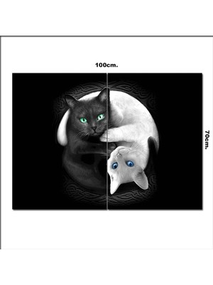 Bedeko Ahşap Tablo Yin Yang Cats  70*100CM