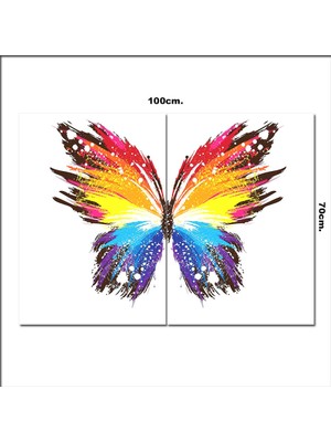 Bedeko Ahşap Tablo Renkli Kelebek  70*100CM
