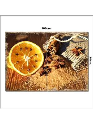 Bedeko Ahşap Tablo Baharat ve Limon  70*100CM