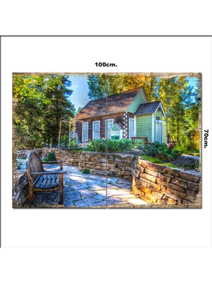 Bedeko Ahşap Tablo Dik Çatılı Ahşap Ev  70*100CM