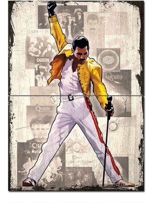 Bedeko Ahşap Tablo Eski Freddie Mercury Poster Görseli Desenli Mdf Tablo
