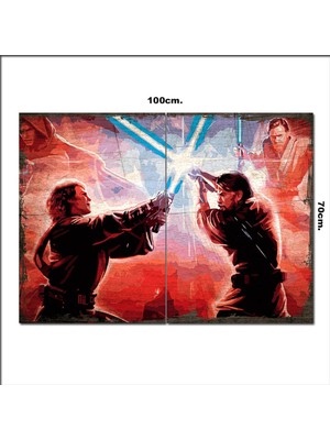 Bedeko Ahşap Tablo Luke Skywalker ve Obi-Wan Kenobi  70*100CM