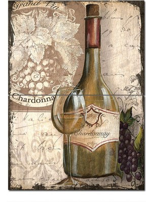 Bedeko Ahşap Tablo Chardonnay Şarabı Modern Mdf Tablo