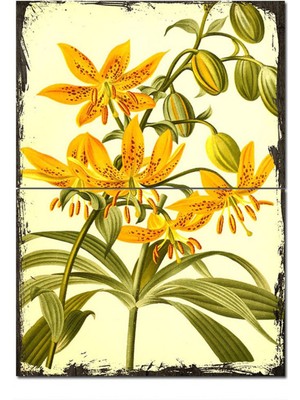 Bedeko Ahşap Tablo Retro Sarı Çiçek Hediyelik Ahşap Tablo