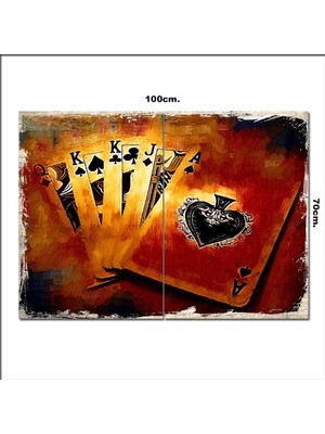Bedeko Ahşap Tablo Poker Kağıtları  70*100CM
