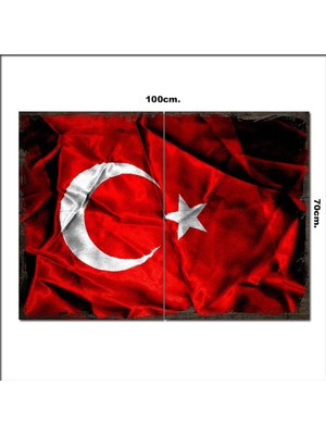 Bedeko Ahşap Tablo Türk Bayrağı  70*100CM