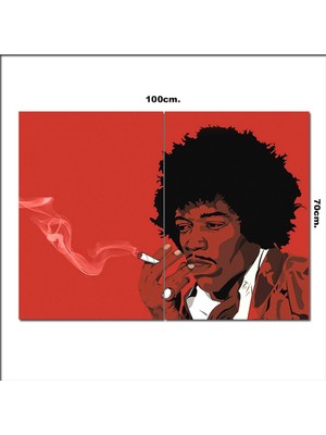 Bedeko Ahşap Tablo Jimi Hendrix Resim  70*100CM