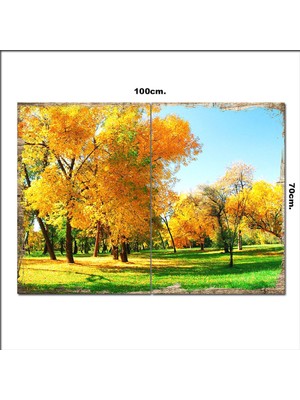 Bedeko Ahşap Tablo Sonbahar ve Ağaçlar  70*100CM