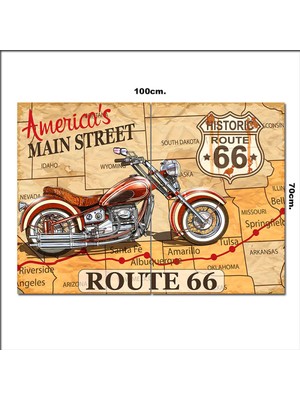 Bedeko Ahşap Tablo Otoyol 66 Amerikan Chopper  70*100CM