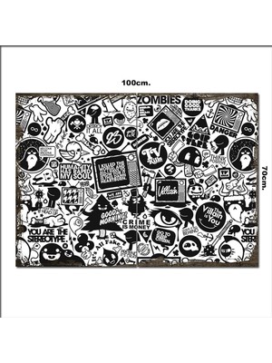 Bedeko Ahşap Tablo Ufak Karikatürler  70*100CM