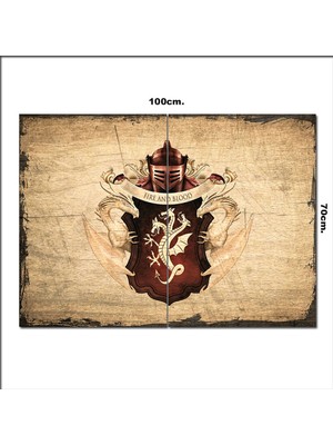 Bedeko Ahşap Tablo Ateş ve Kan Taht Oyunları Baskılı 70*100CM