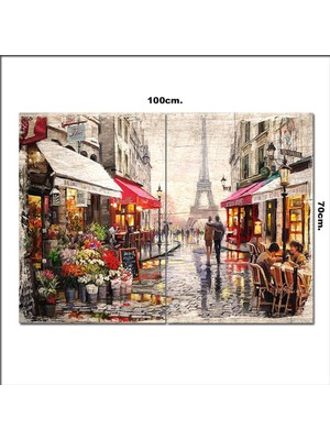 Bedeko Ahşap Tablo Paris ve Eyfel Kulesi Görseli 70*100CM