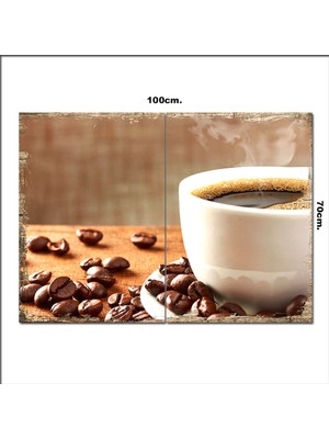 Bedeko Ahşap Tablo Kahve Fincanı ve Taneleri  70*100CM