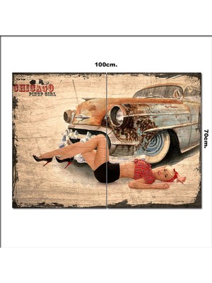 Bedeko Ahşap Tablo Chicago Da Pinup Girl Şekilli 70*100CM