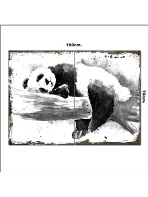 Bedeko Ahşap Tablo Uyuyan Panda  70*100CM