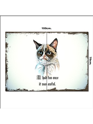 Bedeko Ahşap Tablo Üzgün Kedi  70*100CM