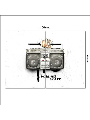 Bedeko Ahşap Tablo No Music No Life Baskılı 70*100CM