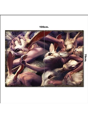 Bedeko Ahşap Tablo Tavşan ve Insan  70*100CM