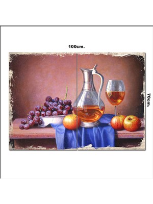 Bedeko Ahşap Tablo Meyva ve Şarap  70*100CM