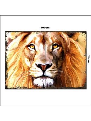 Bedeko Ahşap Tablo Üzgün Aslan Tarz 70*100CM