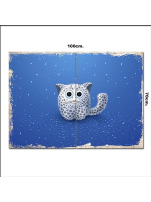 Bedeko Ahşap Tablo Sevimli Benekli Kedi  70*100CM