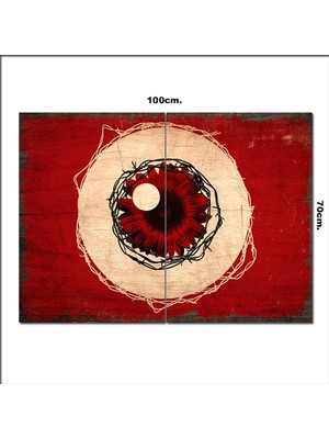 Bedeko Ahşap Tablo Gözdeki Kötülük Desenli 70*100CM