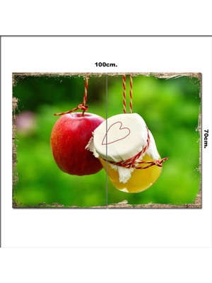 Bedeko Ahşap Tablo Kırmızı Elma ve Püre  70*100CM
