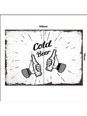 Bedeko Ahşap Tablo Retro Soğuk Bira Poster  70*100CM