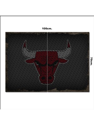 Bedeko Ahşap Tablo Kırmızı Boğa Tarz 70*100CM