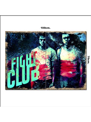 Bedeko Ahşap Tablo Fight Club Dövüş Kulubü  70*100CM