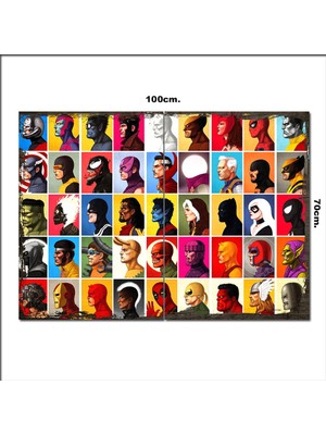 Bedeko Ahşap Tablo Marvel Karakterleri Eskitme Görseli 70*100CM