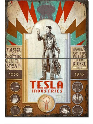 Bedeko Ahşap Tablo Tesla Eskitme Model Mdf Tablo