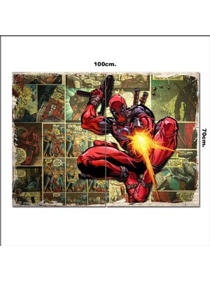 Bedeko Ahşap Tablo Deadpool Karikatür Tarz 70*100CM