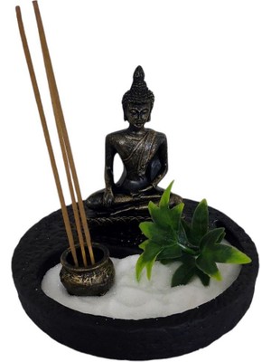 T. Concept Buda Heykeli Metal Yuvarlak Mini Zen Bahçesi