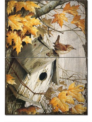 Bedeko Ahşap Tablo Çınar Ağacında Kuş Kulubesi Hediyelik Mdf Tablo