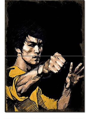 Bedeko Ahşap Tablo Eski Kung Fu Bruce Lee Görseli Dekoratif Mdf Tablo