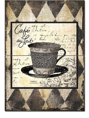 Bedeko Ahşap Tablo Cafe Au Lait Modern Ahşap Tablo