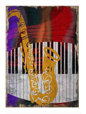Bedeko Jazz Müzik Dekoratif Ahşap Tablo