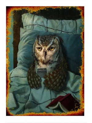 Bedeko Telefonuna Bakan Baykuş Tasarım Mdf Tablo