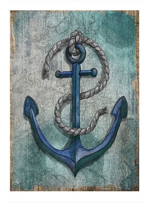 Bedeko Gemi Çapası ve Halat Modern Ahşap Tablo