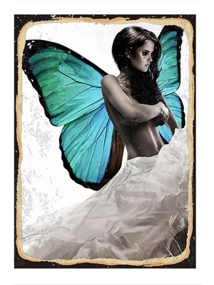 Bedeko Kelebek Kanatlı Kadın Model Mdf Tablo