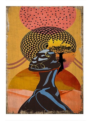 Bedeko Afrikalı Kadın Tasarım Ahşap Tablo