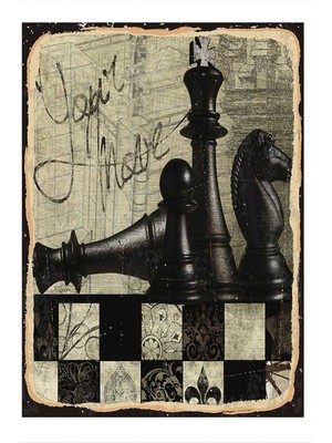 Bedeko Satranç Siyah Taşlar Model Ahşap Tablo